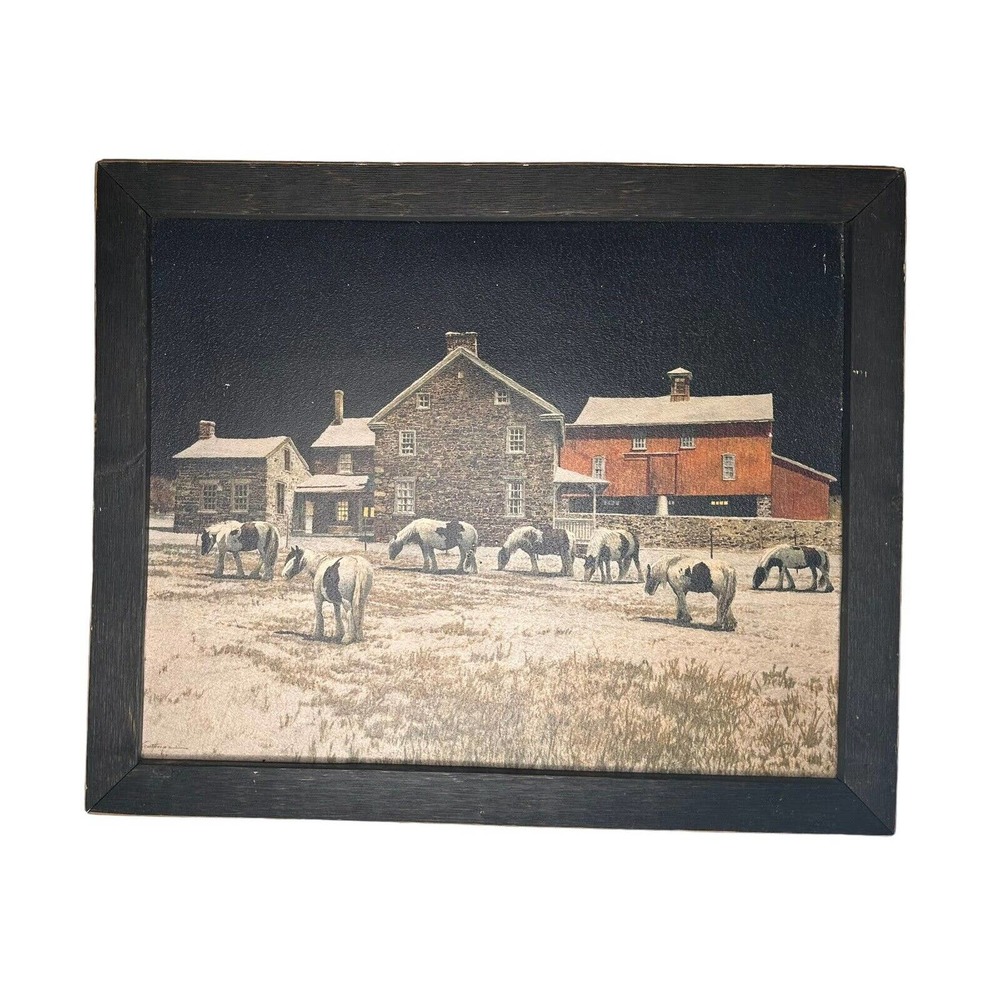 Peter Sculthorpe Rustic Gypsies at Night Textured Art Print Farmhouse Horses